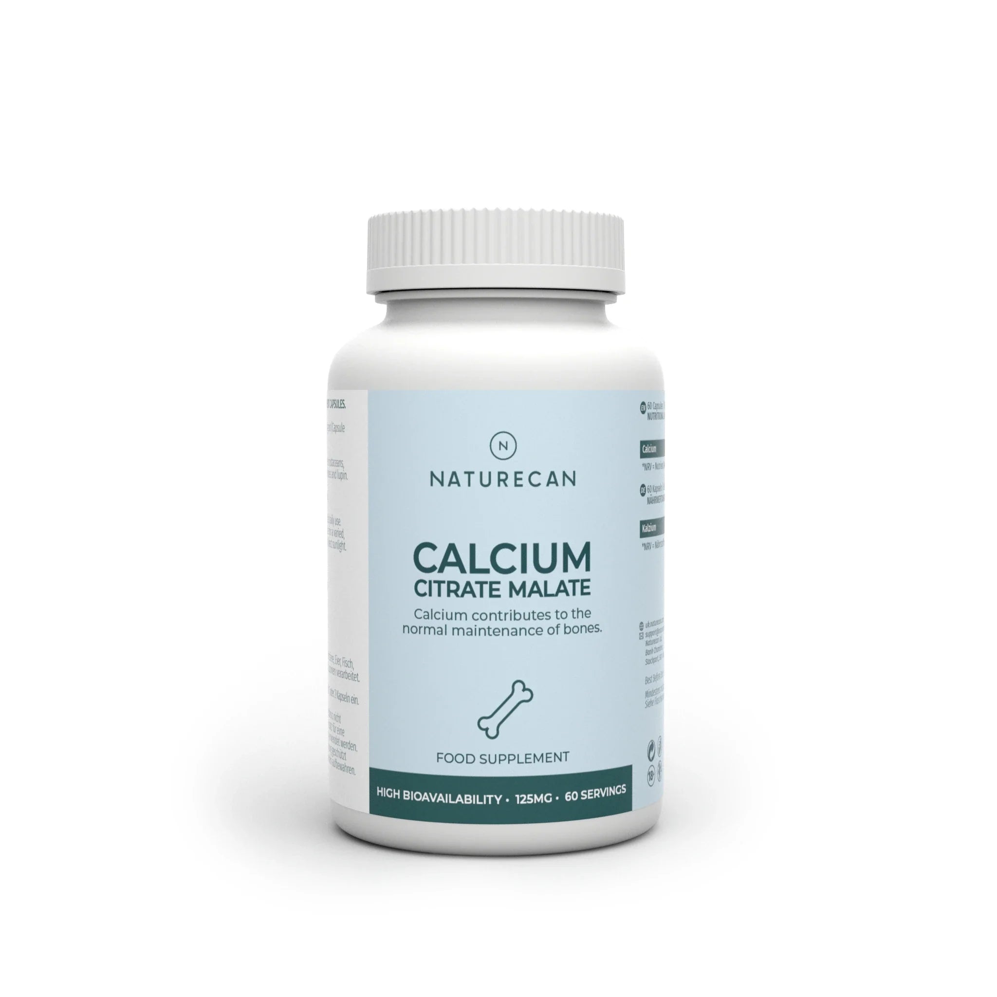 Opakowanie Calcium Citrate Malate (wapń cytrynian jabłczan) Naturecan na białym tle