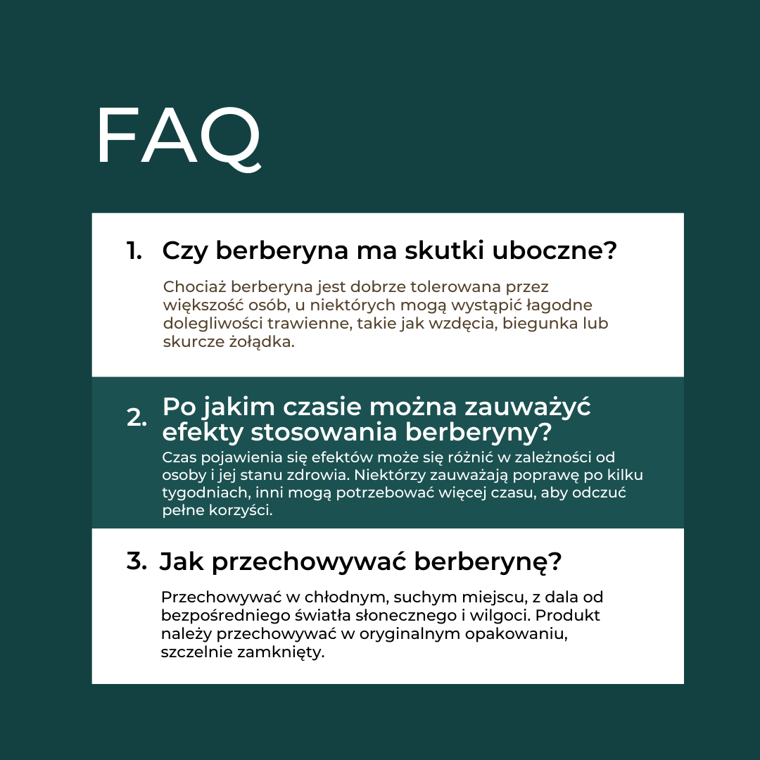 FAQ dotyczące berberyny – skutki uboczne, efekty stosowania i przechowywanie