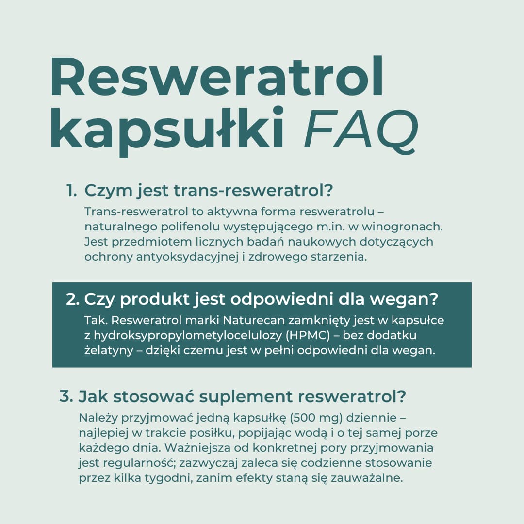 Najczęstsze pytania o trans-resweratrol, stosowanie i formułę odpowiednią dla wegan