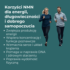Korzyści suplementu NMN: zwiększona energia, wsparcie kognitywne, zdrowie serca, regeneracja DNA i poprawa wydolności fizycznej.
