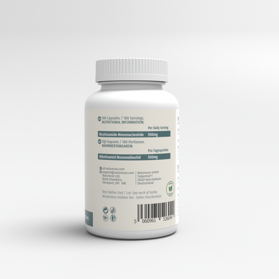 Suplement Naturecan NMN – widok tylnej etykiety.