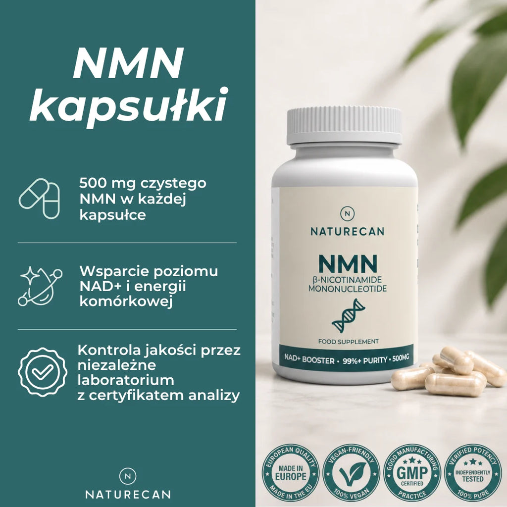 NMN suplement Naturecan – 500 mg beta-NMN w kapsułce, wysoka czystość i niezależne testy