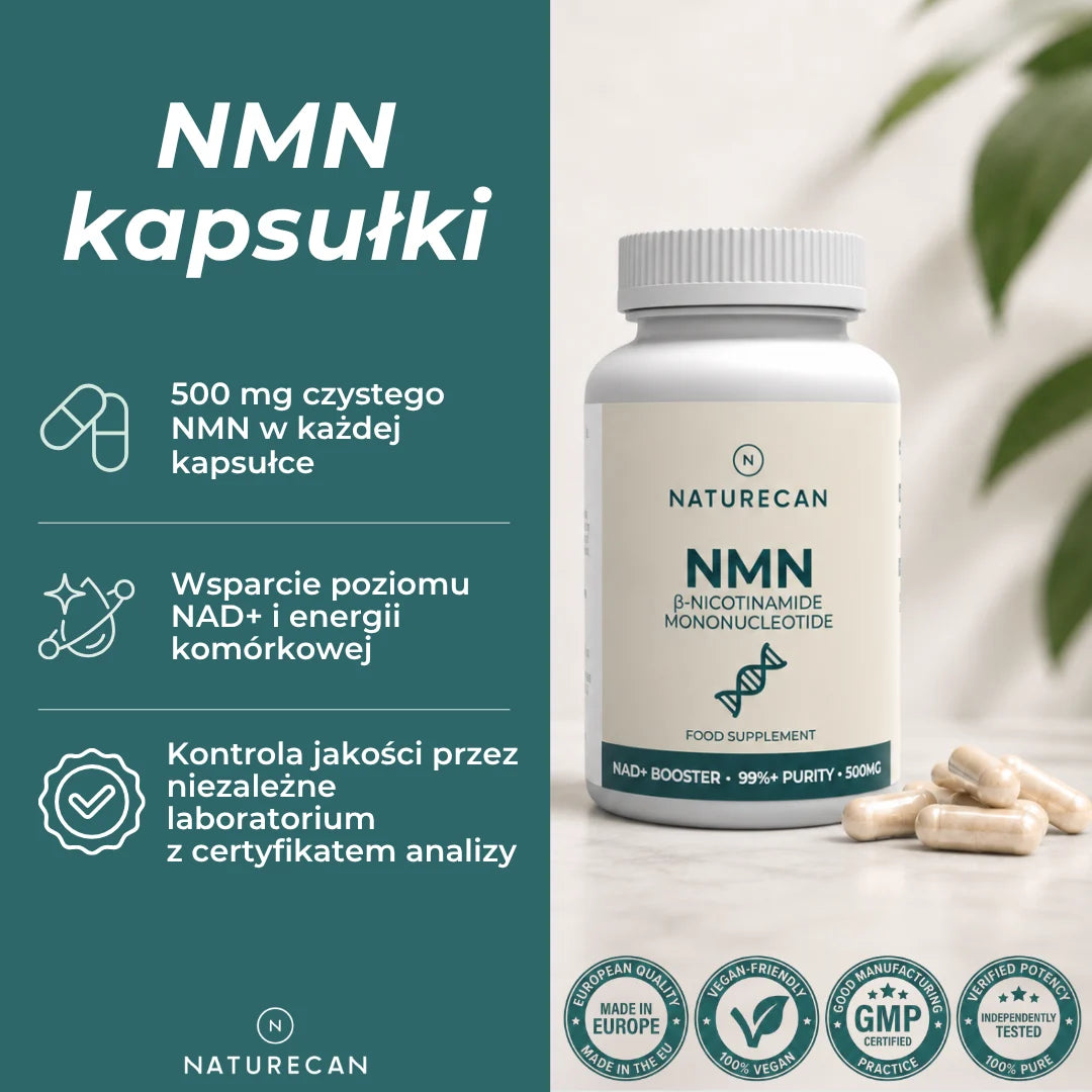 NMN suplement Naturecan – 500 mg beta-NMN w kapsułce, wysoka czystość i niezależne testy