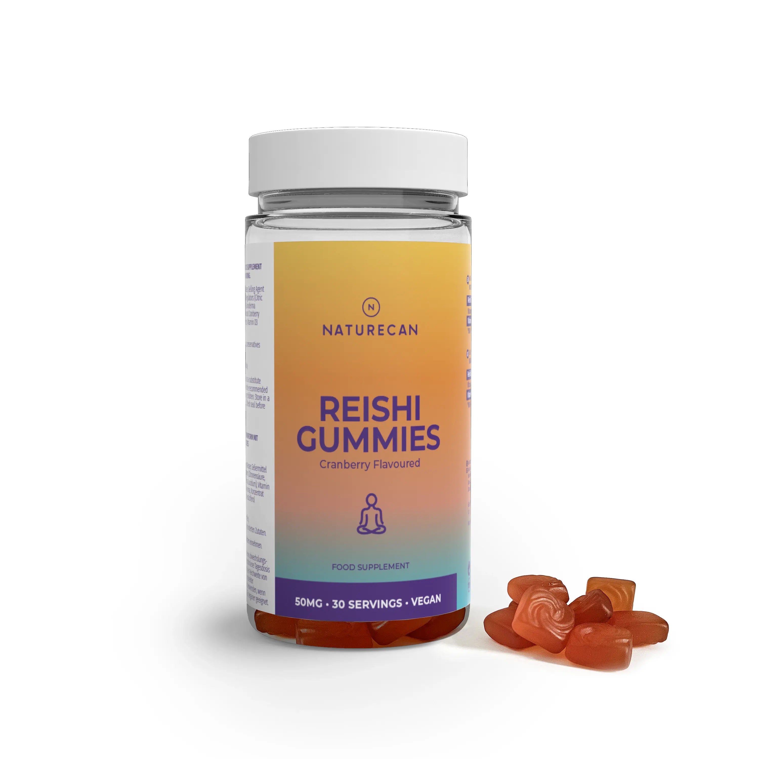 Żelki Reishi Plus Naturecan – suplement diety z reishi, witamina C i D, smak żurawinowy