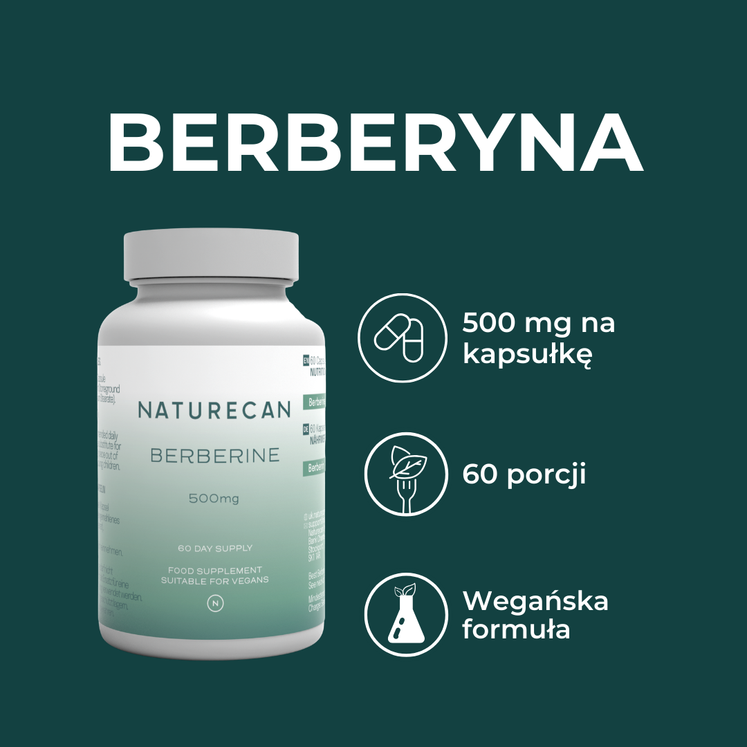 Berberyna 500 mg Naturecan – suplement diety w kapsułkach, 60 porcji, formuła wegańska