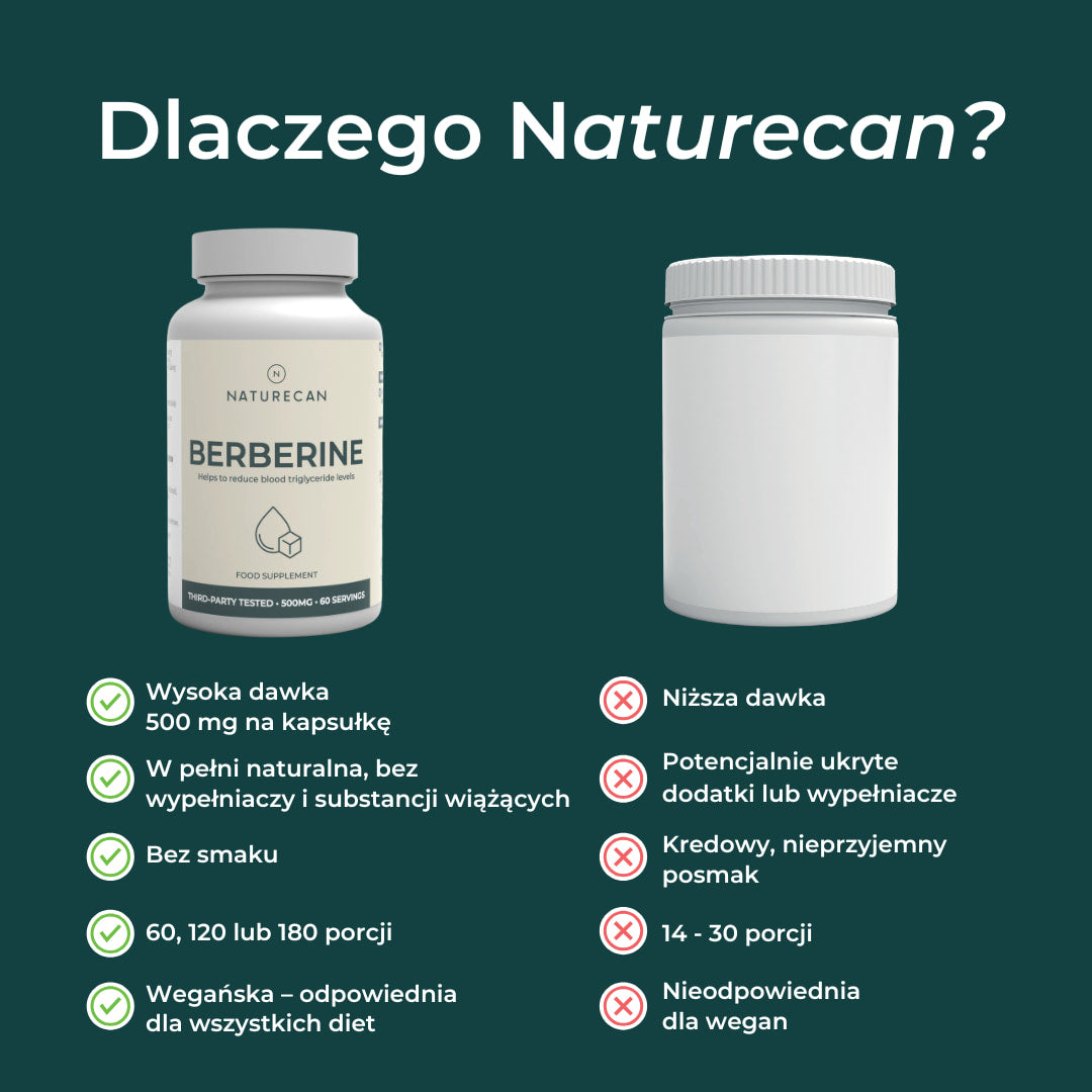Berberyna Naturecan vs konkurencja – wysoka dawka 500 mg i czysty skład