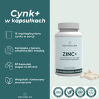 Cynk Complex w kapsułkach Naturecan z 15 mg bisglicynianu cynku, witaminą B6, miedzią i borem.