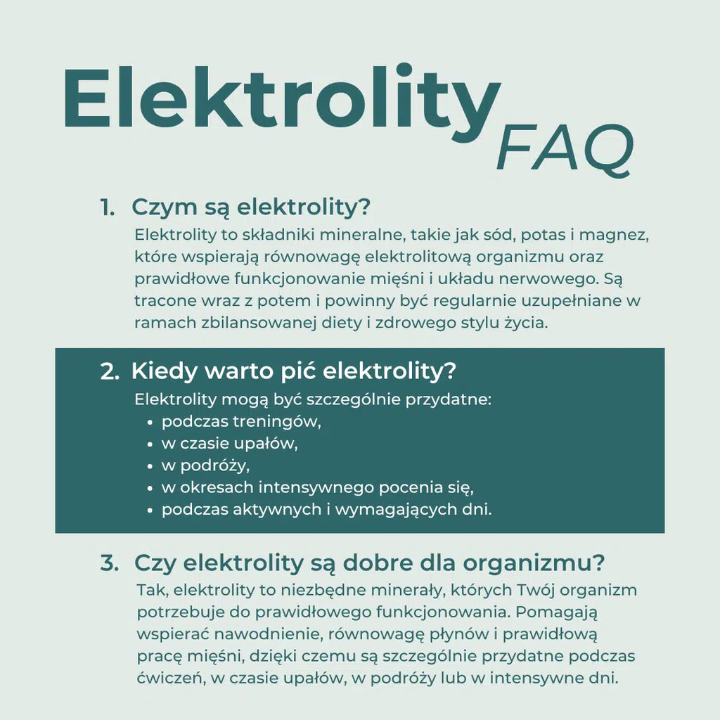 Najczęściej zadawane pytania o elektrolity, ich działanie i codzienne stosowanie
