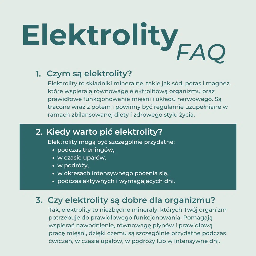 Najczęściej zadawane pytania o elektrolity, ich działanie i codzienne stosowanie