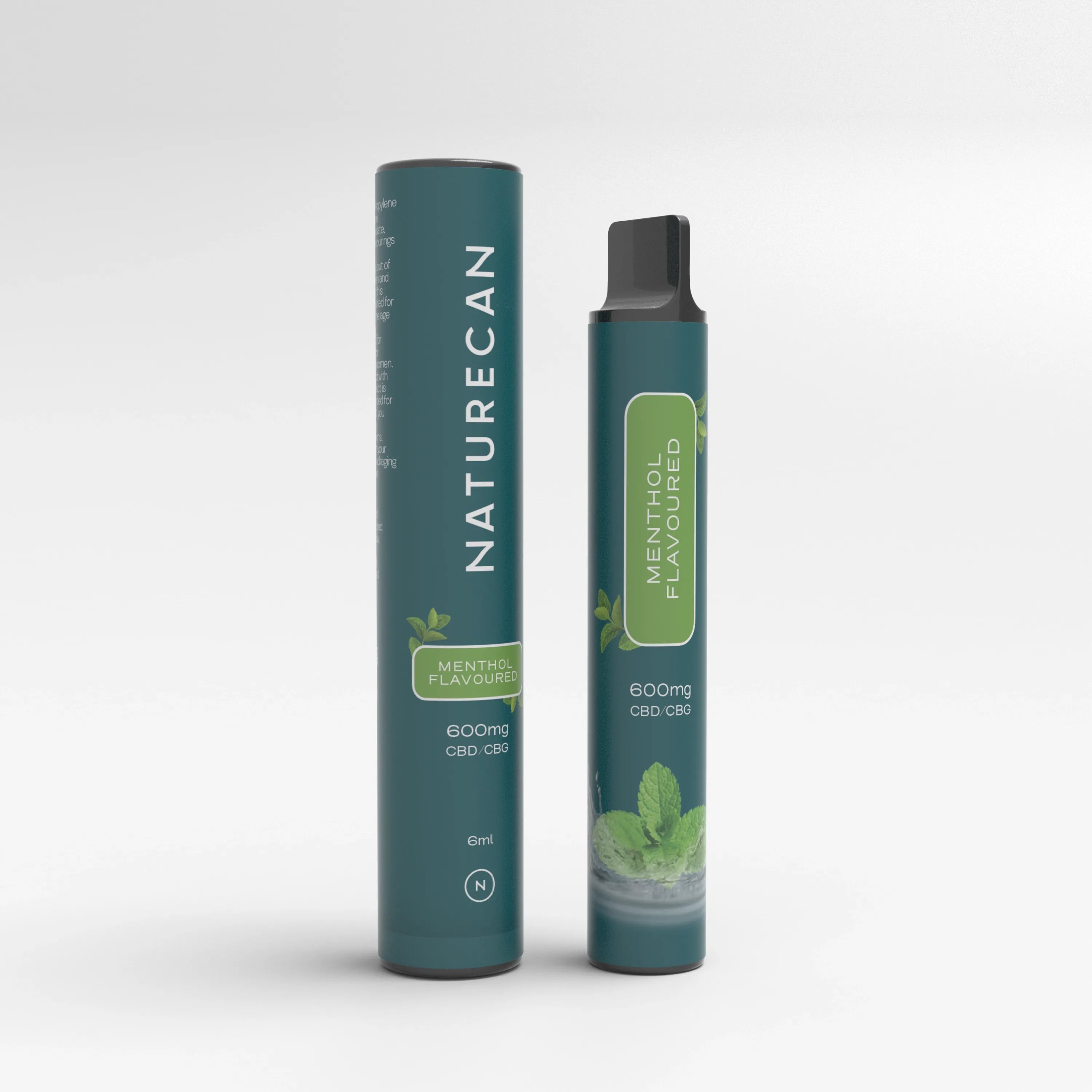 Jednorazowy waporyzator CBD/CBG Naturecan o smaku mentolowym wraz z opakowaniem