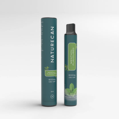 Jednorazowy waporyzator CBD/CBG Naturecan o smaku mentolowym wraz z opakowaniem