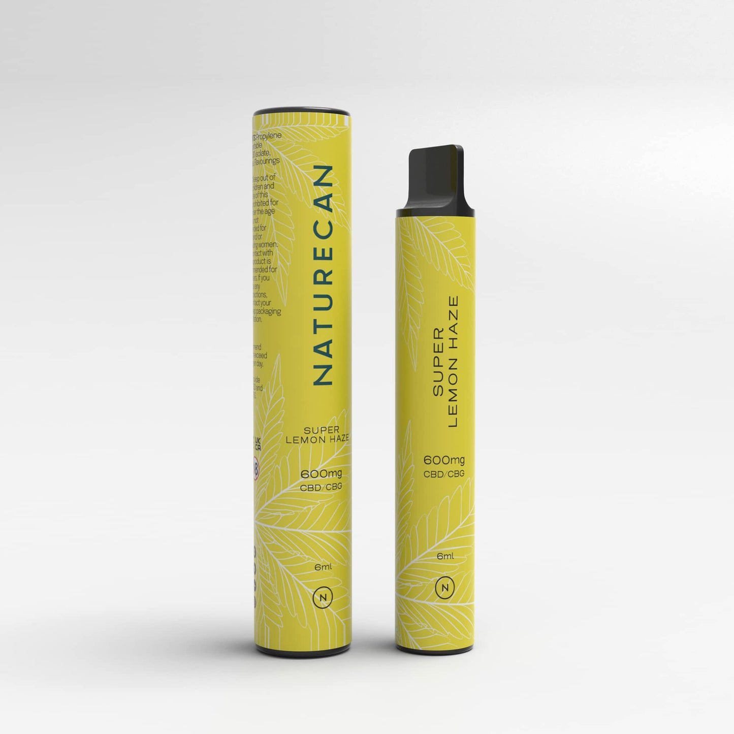 Jednorazowy vape Naturecan CBD/CBG Super Lemon Haze z żółtą tubą ochronną