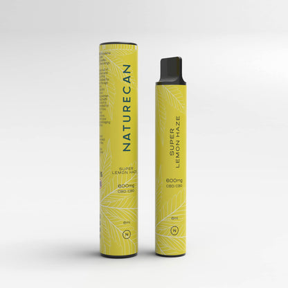 Jednorazowy vape Naturecan CBD/CBG Super Lemon Haze z żółtą tubą ochronną