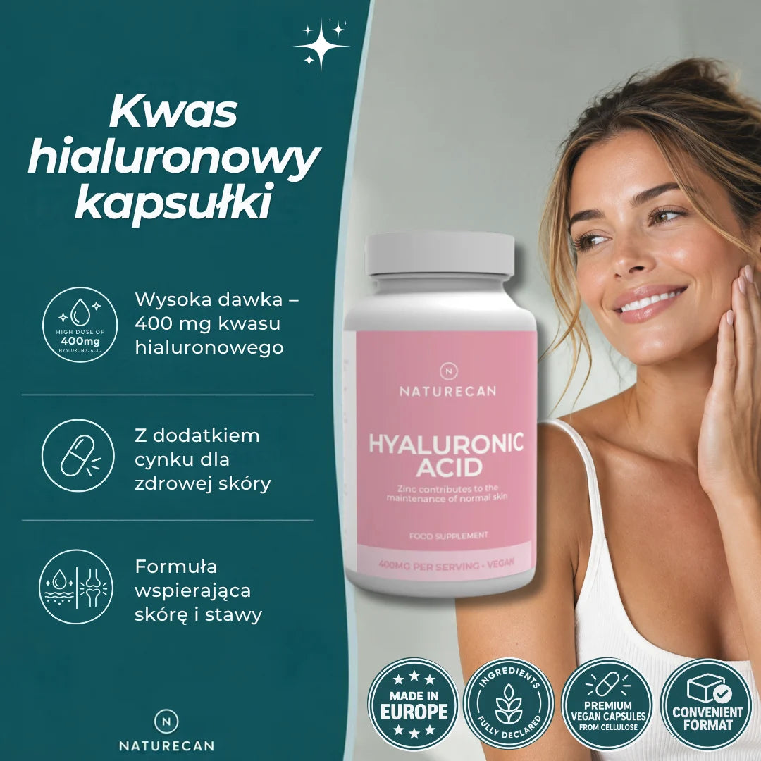 Kapsułki z kwasem hialuronowym Naturecan – 400 mg kwasu hialuronowego z cynkiem