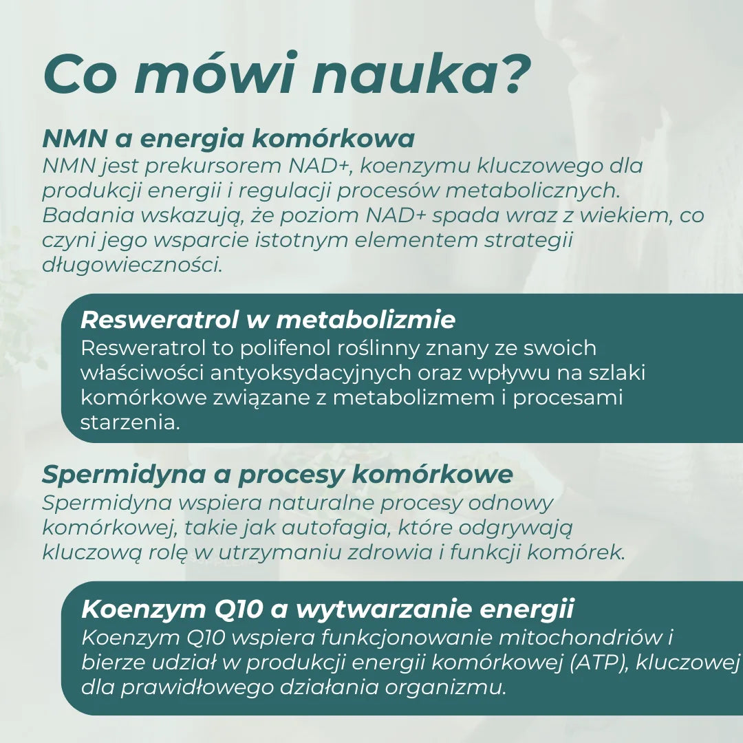 Longevity Mix – składniki jak NMN, resweratrol i Q10 a metabolizm i energia komórkowa