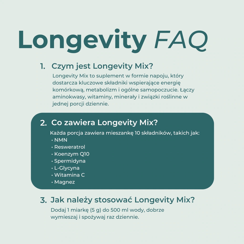 Longevity Mix – najczęściej zadawane pytania i odpowiedzi