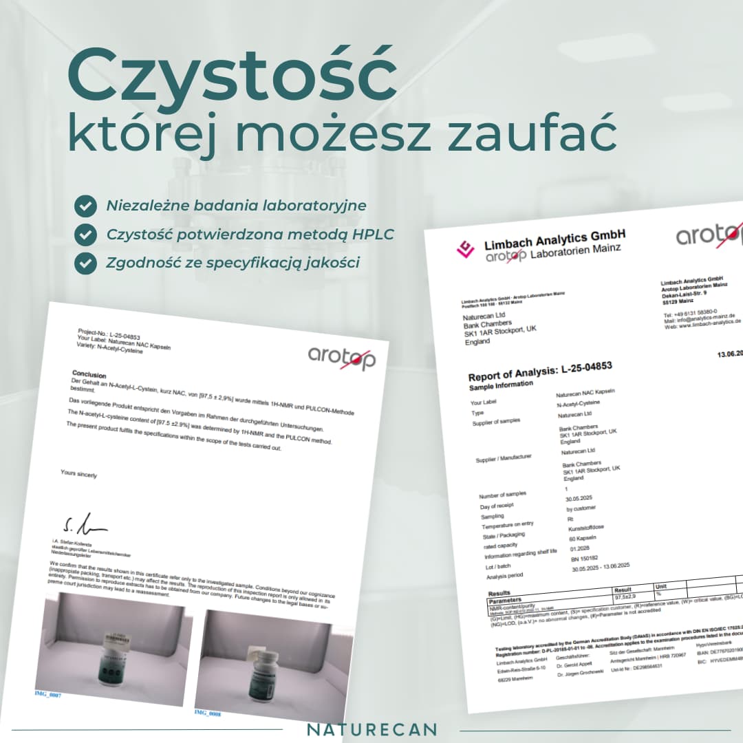 NAC Naturecan przebadany laboratoryjnie i sprawdzony metodą HPLC