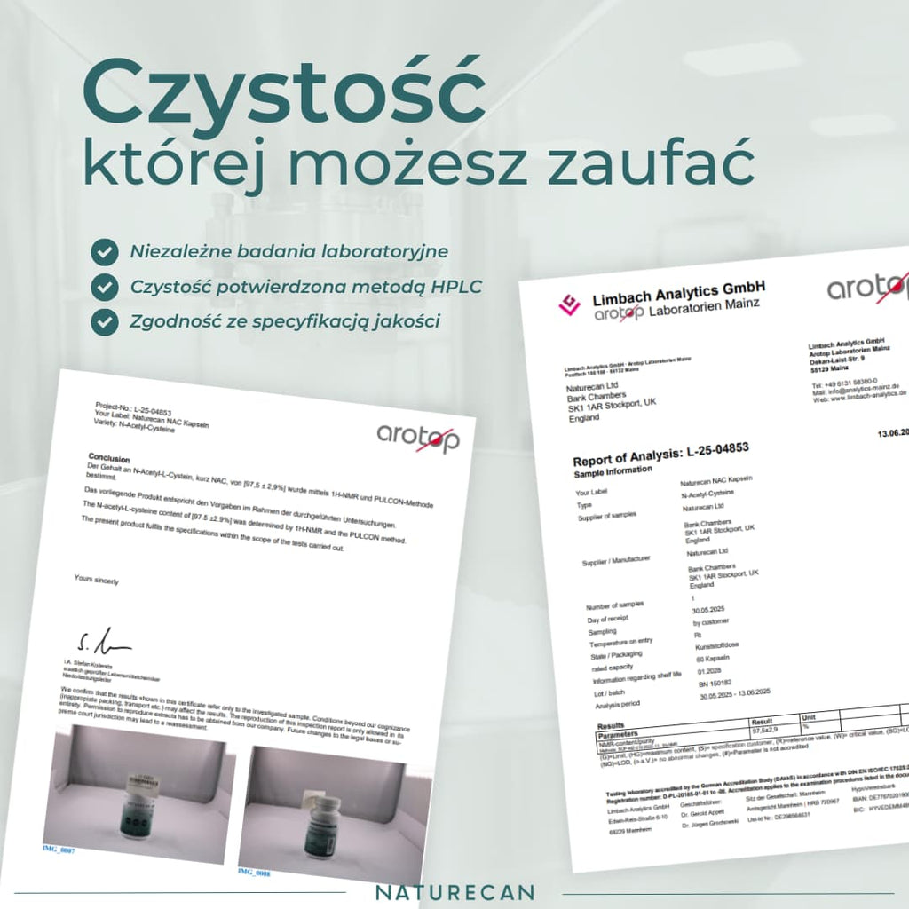 NAC Naturecan przebadany laboratoryjnie i sprawdzony metodą HPLC