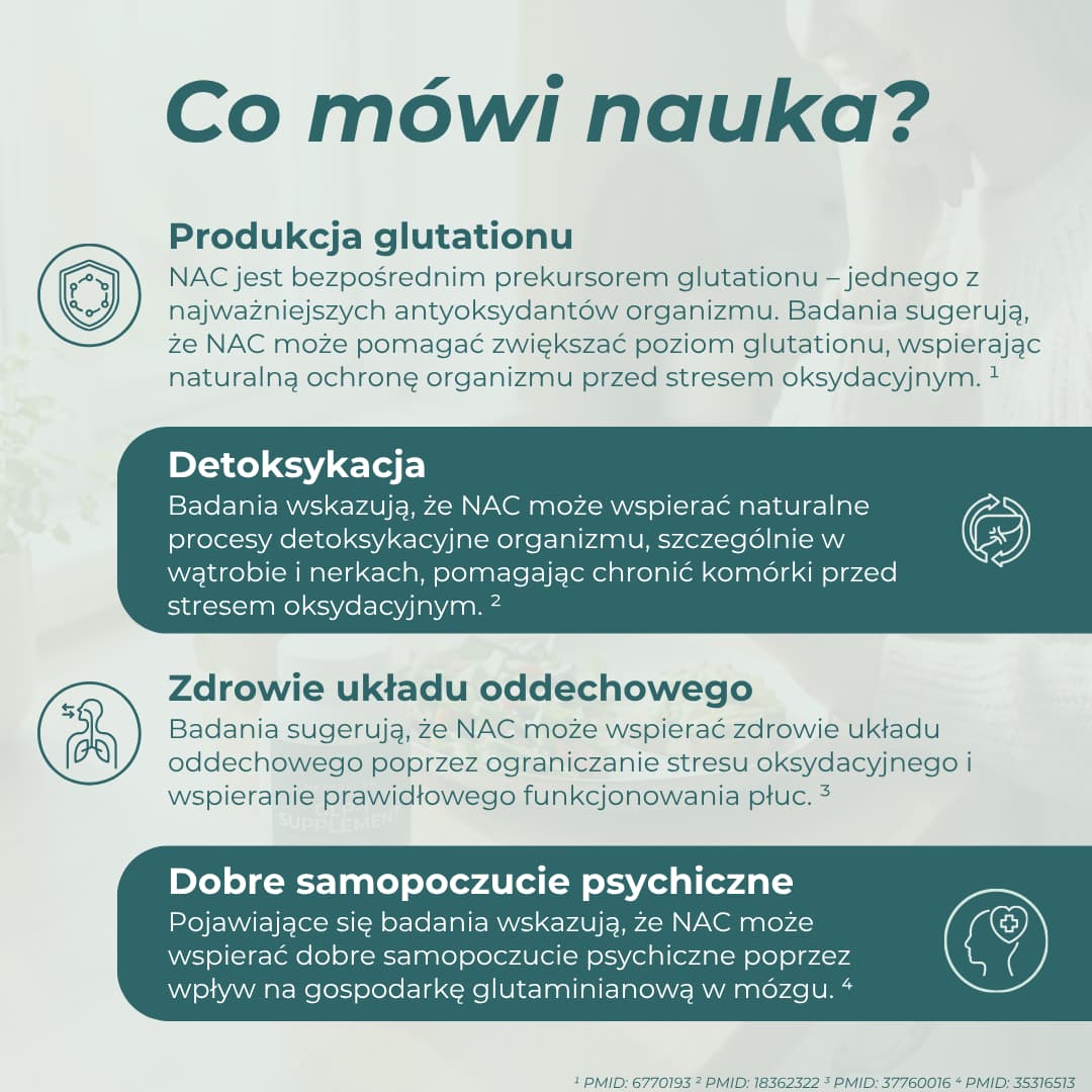 NAC jako prekursor glutationu i wsparcie ochrony antyoksydacyjnej