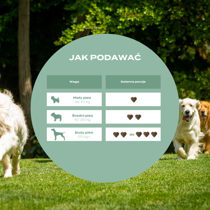 Jak dawkować przysmaki na stawy UC-II Naturecan – tabela podawania dla małych, średnich i dużych psów