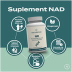Suplement NR Naturecan wspierający poziom NAD+, zdrowe starzenie i witalność – wegańska formuła 300 mg na 3-miesięczną kurację.