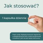 Infografika Naturecan przedstawiająca zalecane dawkowanie i sposób stosowania suplementu TMG.