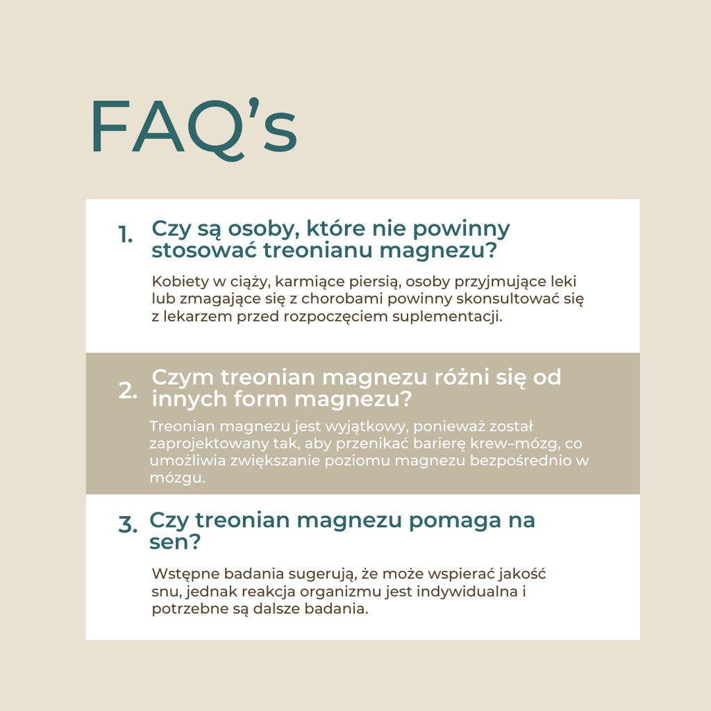 Najczęściej zadawane pytania dotyczące suplementacji treonianem magnezu