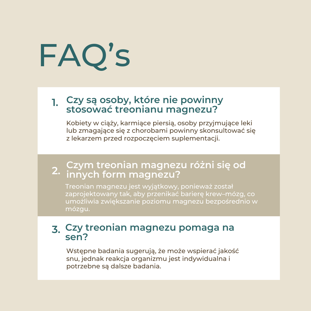 Najczęściej zadawane pytania dotyczące suplementacji treonianem magnezu