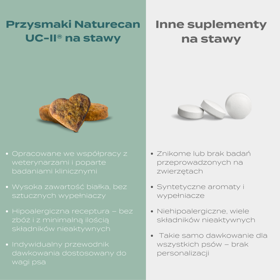 Porównanie przysmaków na stawy UC-II Naturecan z innymi suplementami – większa skuteczność i lepszy skład