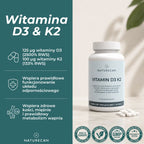 Witamina D3 i K2 Naturecan – 125 µg witaminy D3, 100 µg witaminy K2, wsparcie odporności, kości, mięśni i gospodarki wapniowej