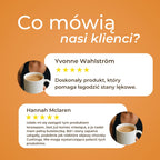 Opinie klientów o produktach CBG Naturecan – dwie pięciogwiazdkowe recenzje przedstawione na pomarańczowej infografice.